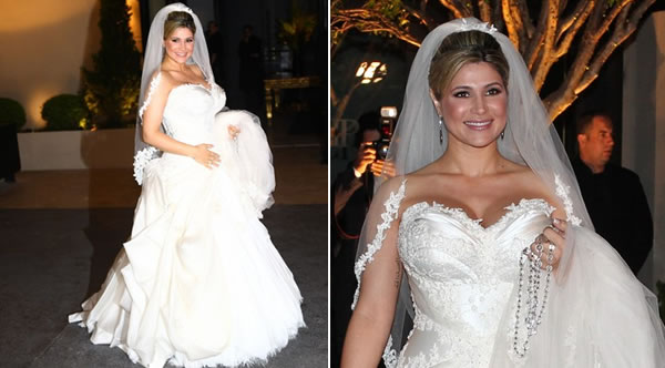 Vestido de noiva Dani Souza, casamento com Dentinho